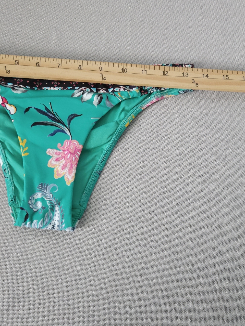 Seafolly Water Garden Multi Rouleau Brazilian Bikini Bottom 8 AU US 4 Evergreen - Picture 9 of 10